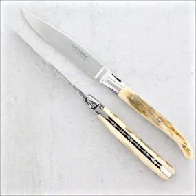 Laguiole Forged Steak Knives Fossilized Mammoth Tusk - A