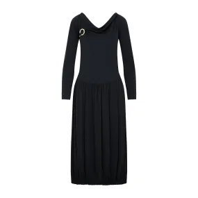 LANVIN LS DRAPE MIDI DRESS