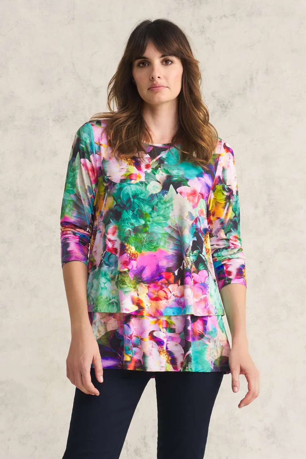 Long Sleeved Layered Tee - Belle Vie Print