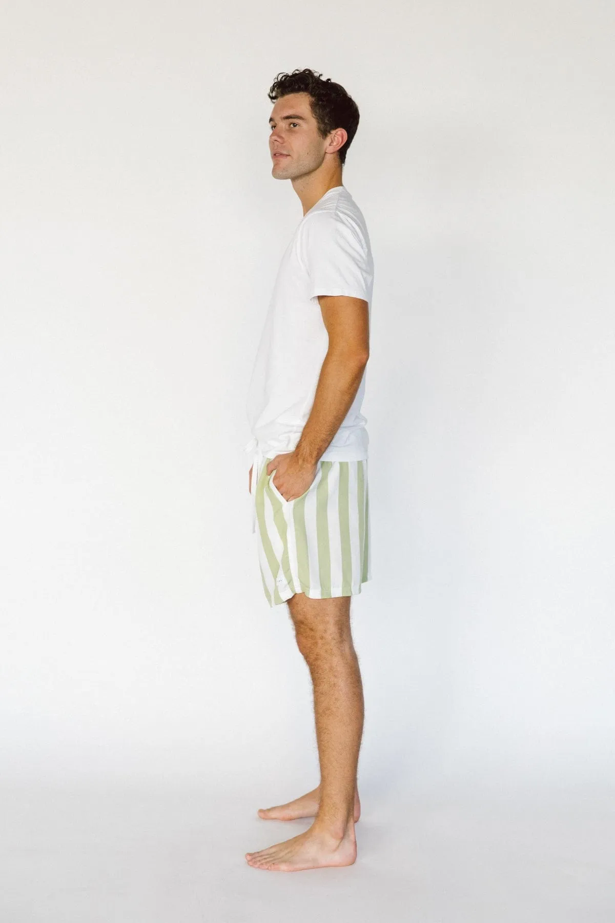 Men’s Boxers - Short Length - Stripe - Margarita Green