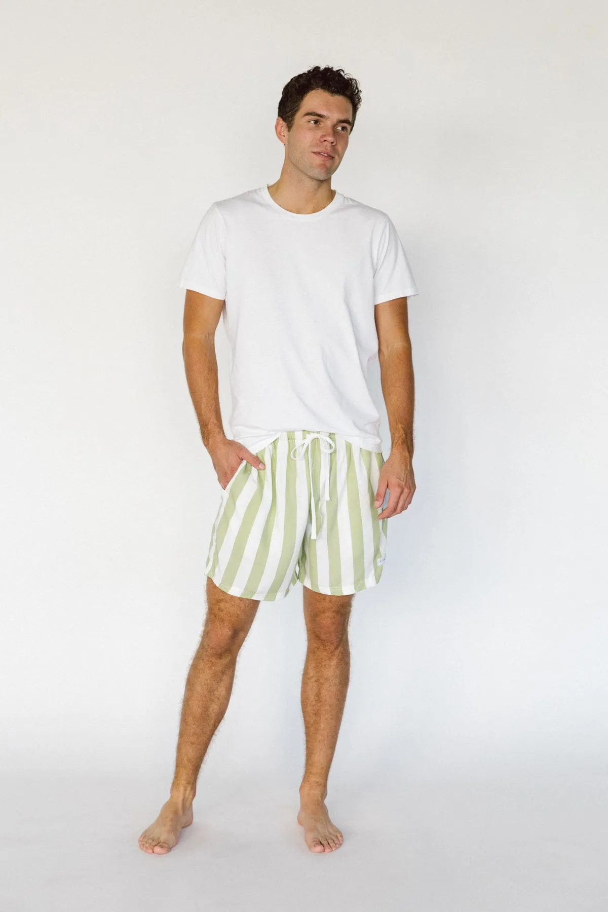 Men’s Boxers - Short Length - Stripe - Margarita Green