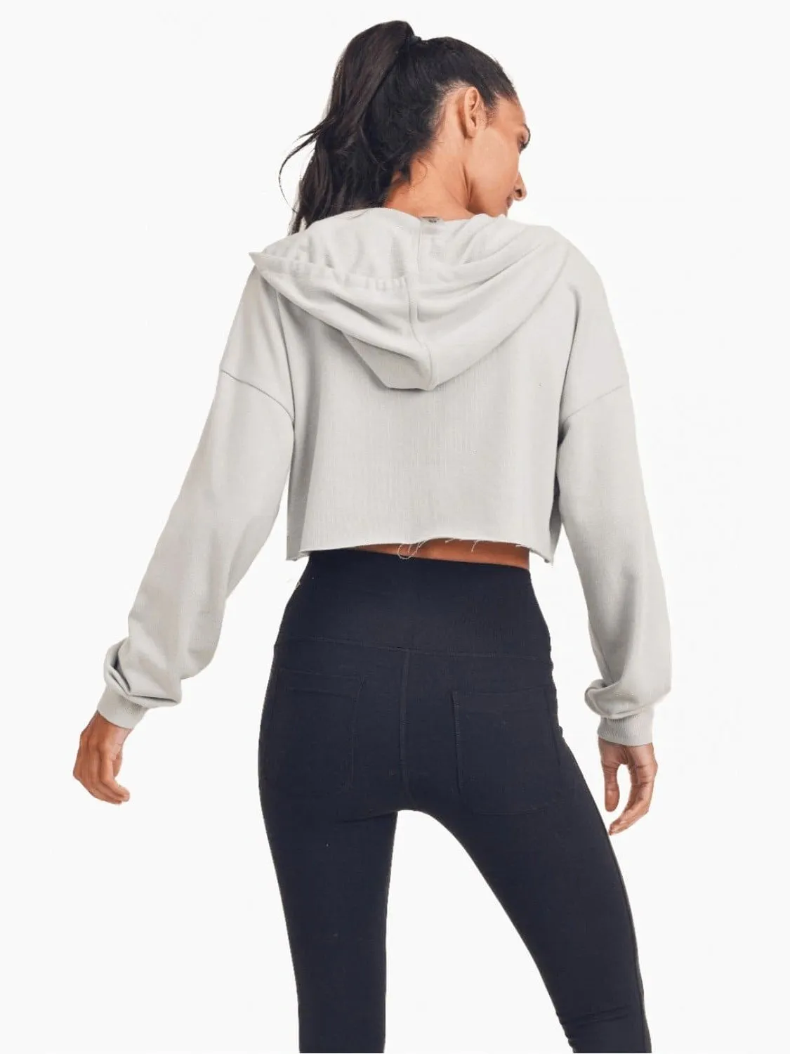 Mono B Crop French Terry Zip-Up Hoodie