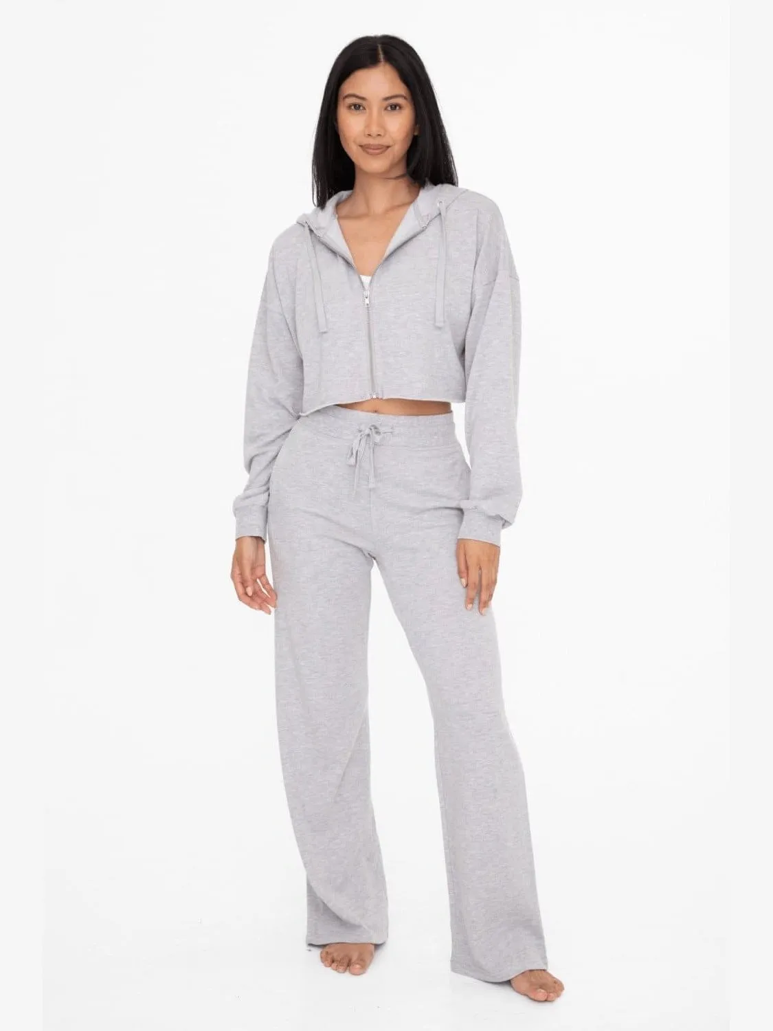 Mono B Crop French Terry Zip-Up Hoodie