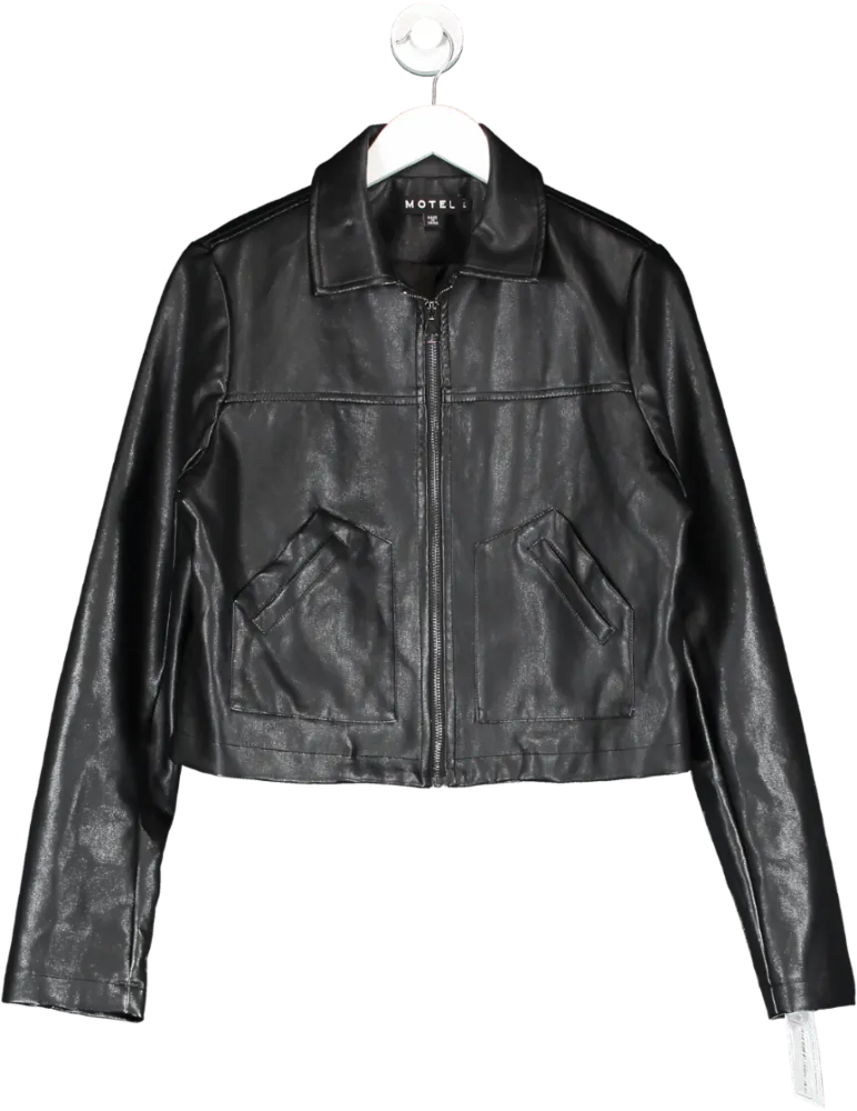 Motelrocks Black Pu Leather Look Jacket UK L