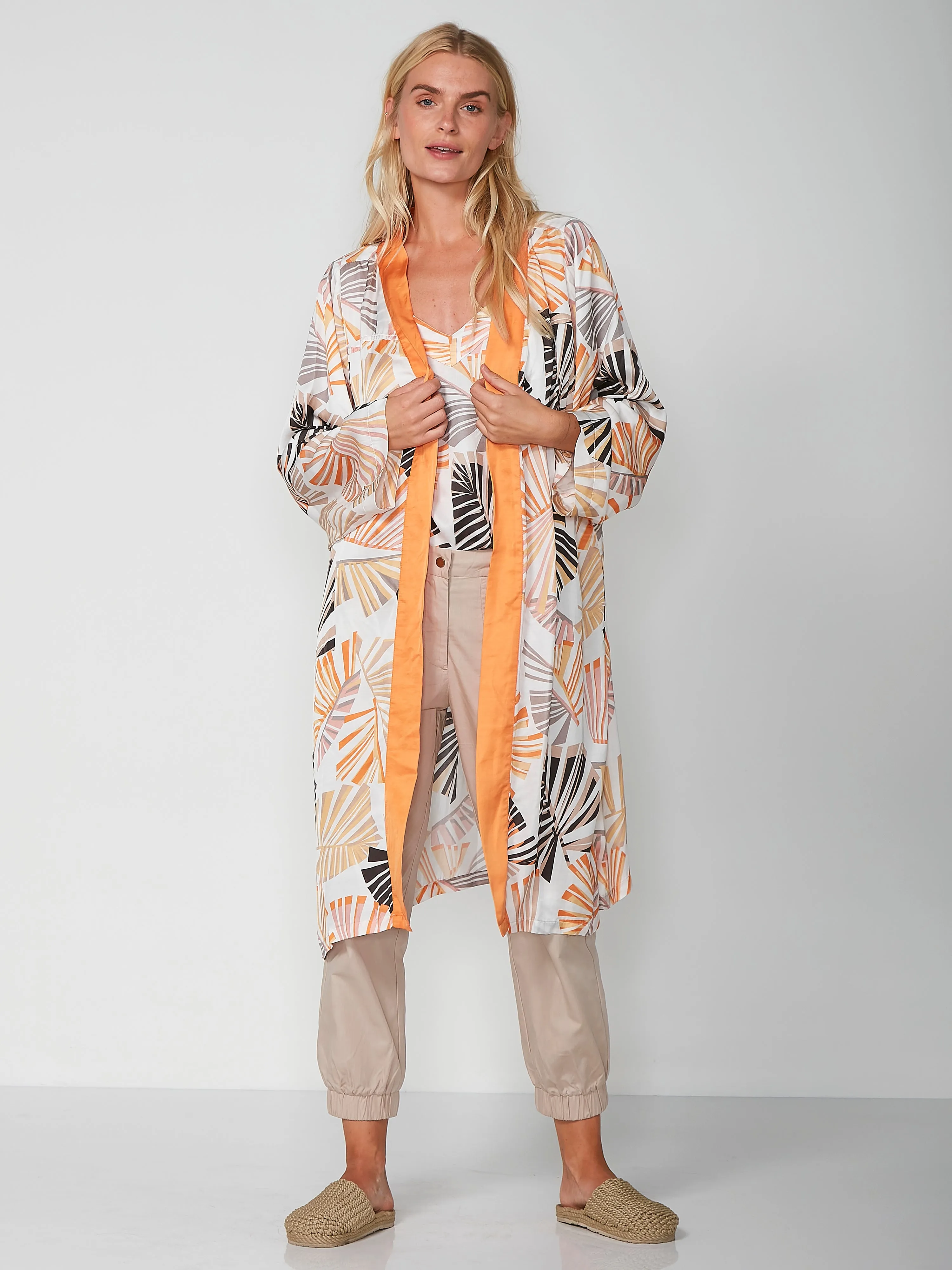 PENNY gemusterter Kimono - Hot Orange mix