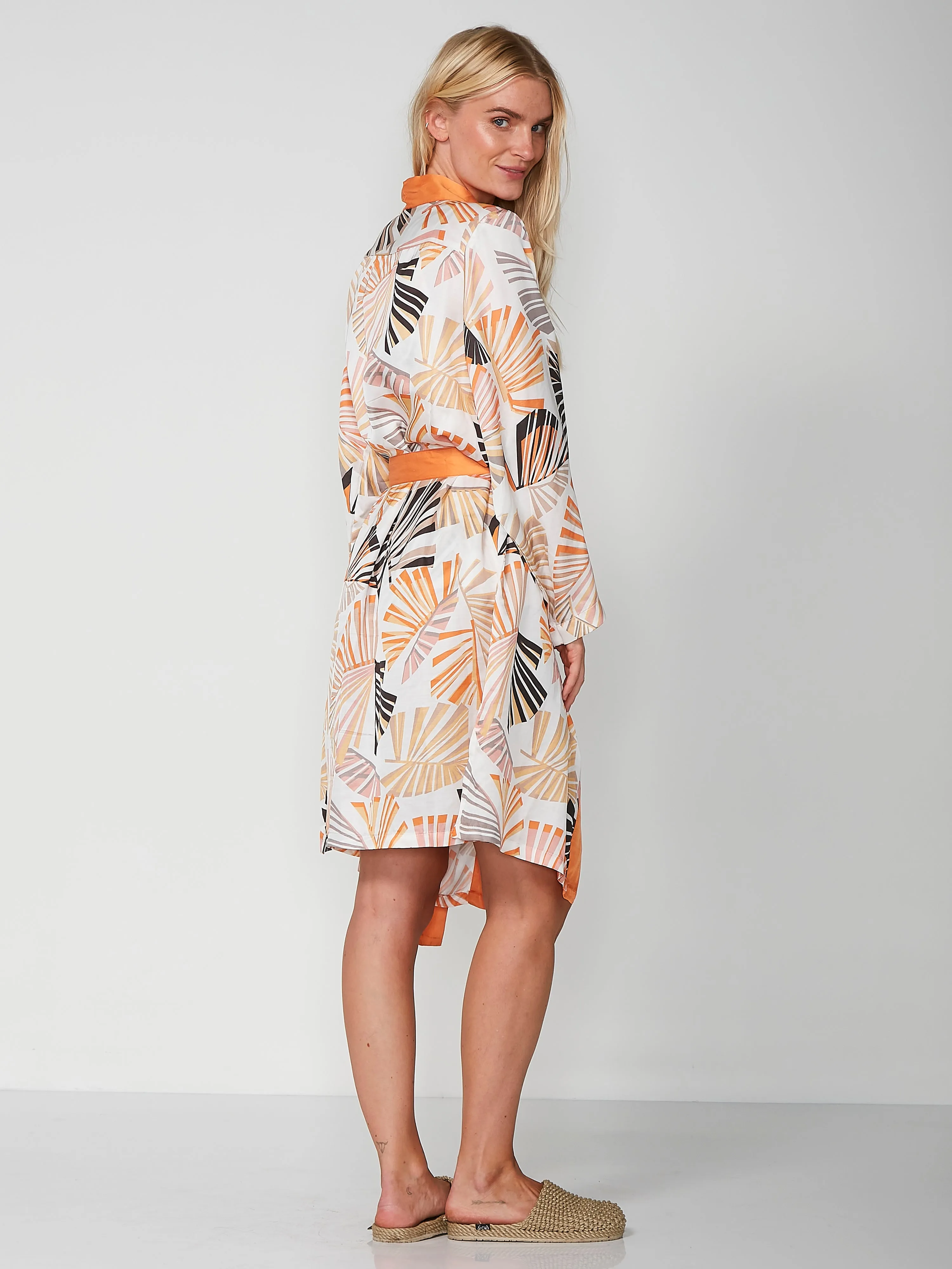 PENNY gemusterter Kimono - Hot Orange mix