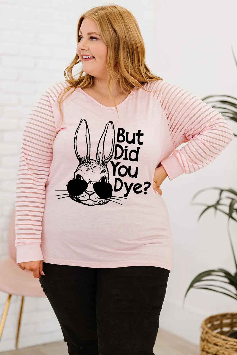 Plus Size Easter Easter T-Shirt for Women Funny Letter Print Long Sleeve Top