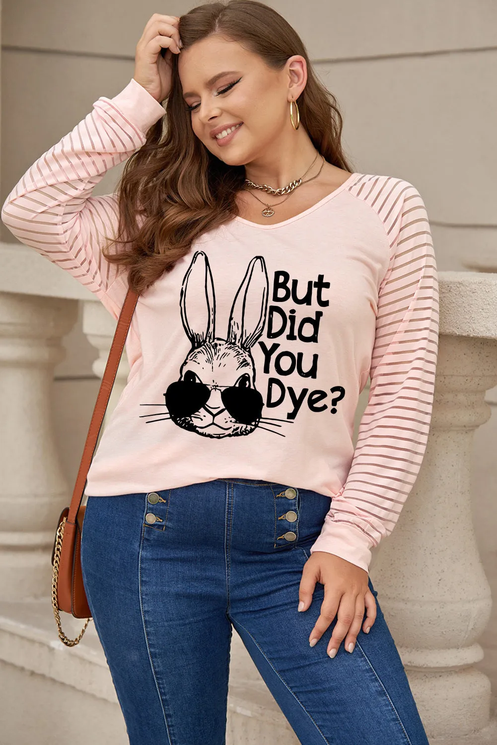 Plus Size Easter Easter T-Shirt for Women Funny Letter Print Long Sleeve Top