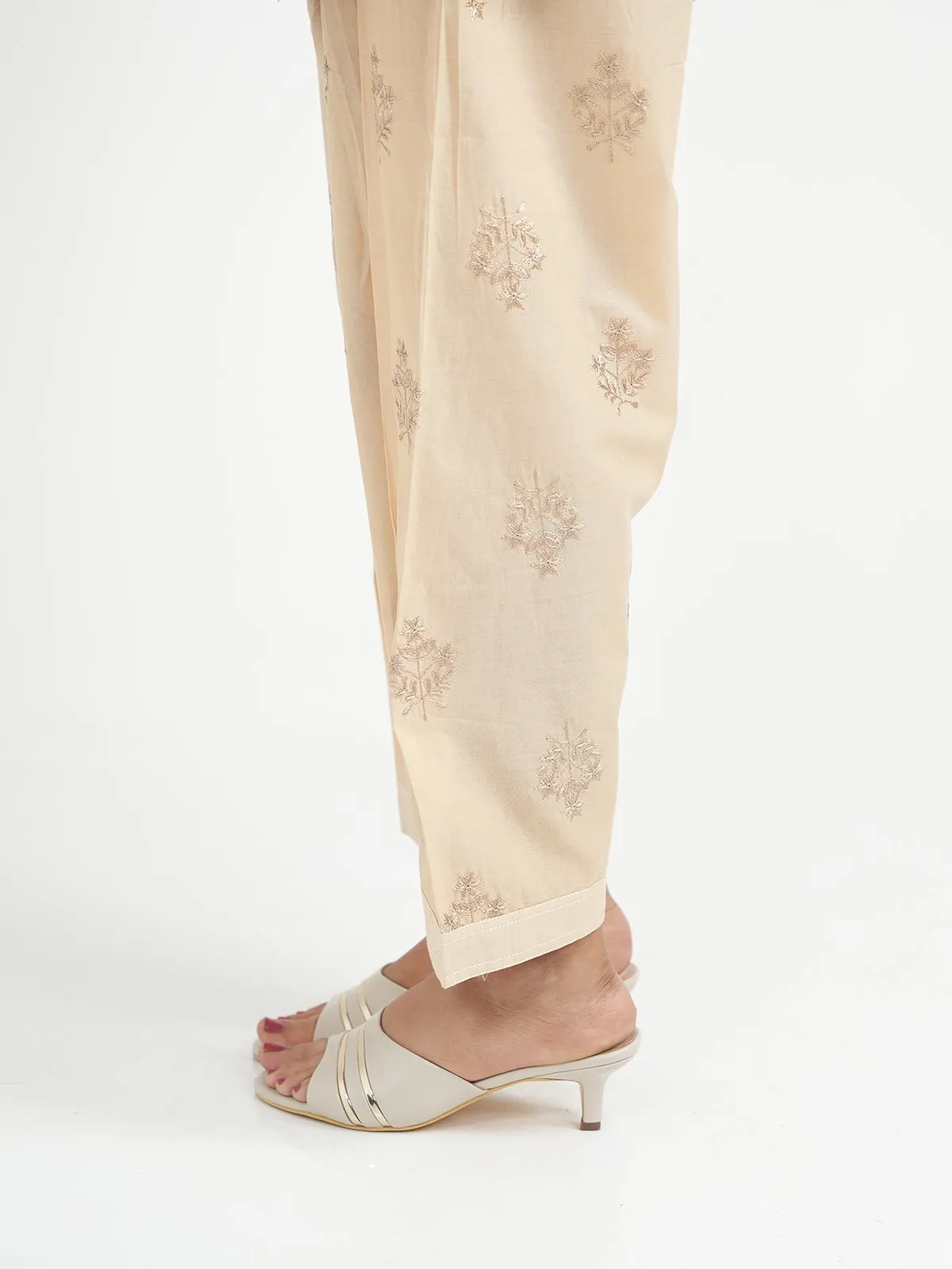 "INEZ" Embroidered Straight Cambric Trouser