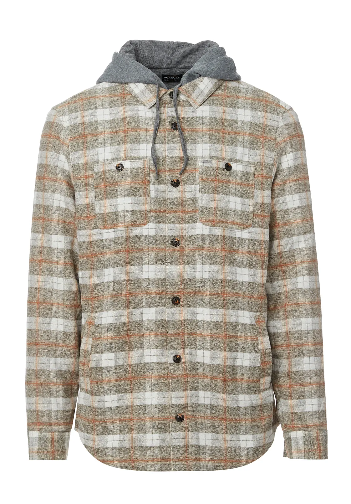 Sacket Men’s Hoodie Shacket in Grey Fern Plaid - BM24151