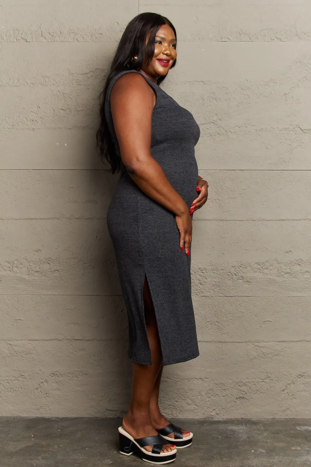 Sew In Love, Fitted Sleeveless Midi Dress in Black