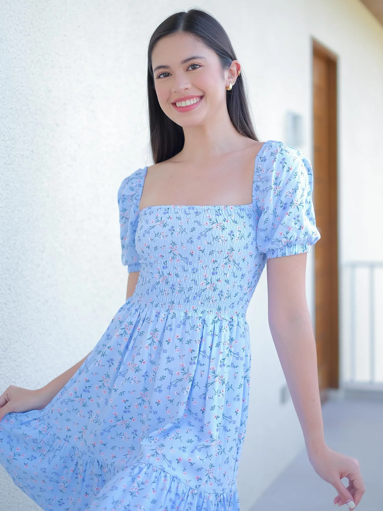 Shiella mini dress - blue daisies