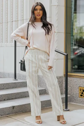 Striped Smocked Waist Wide Leg Pants