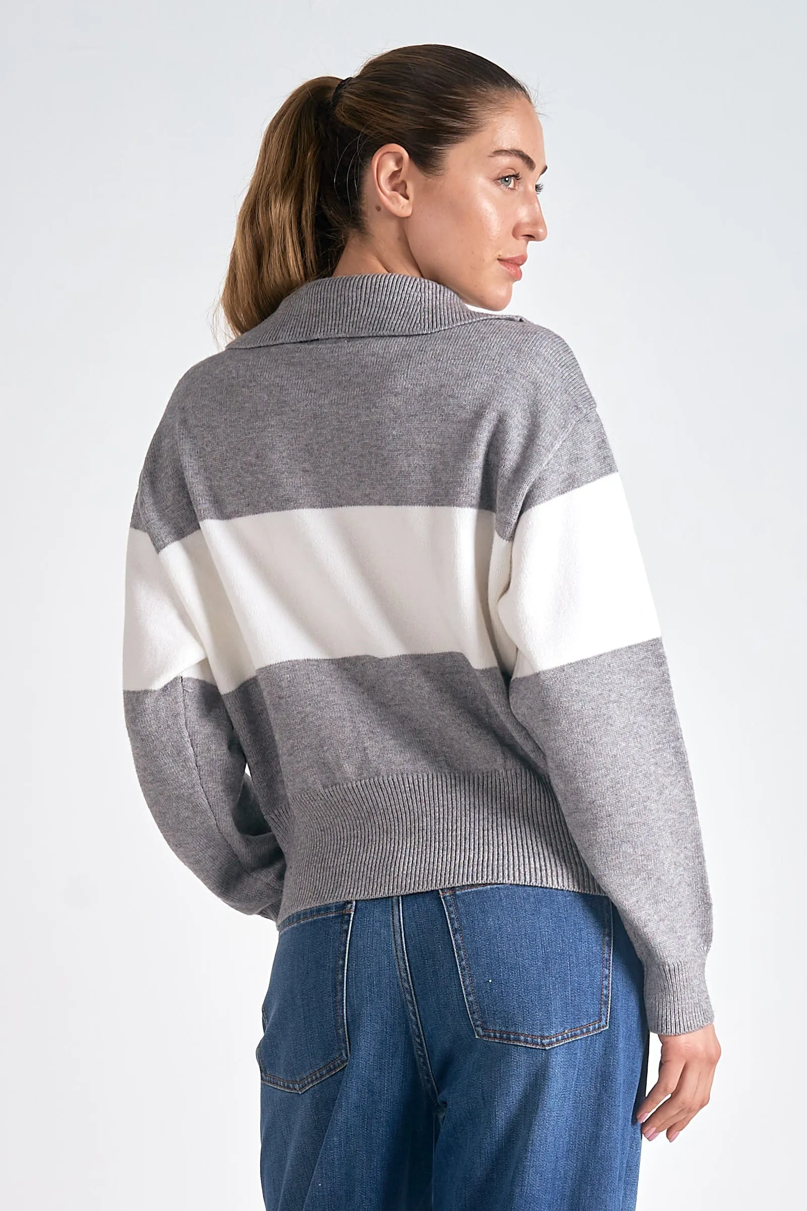 The Baylee Zip Front Collared Sweater