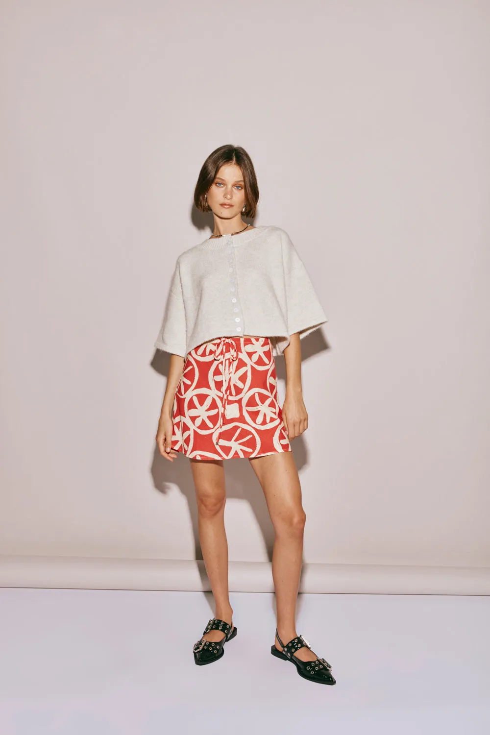 The Way To San Jose Bias Cut Mini Skirt Print