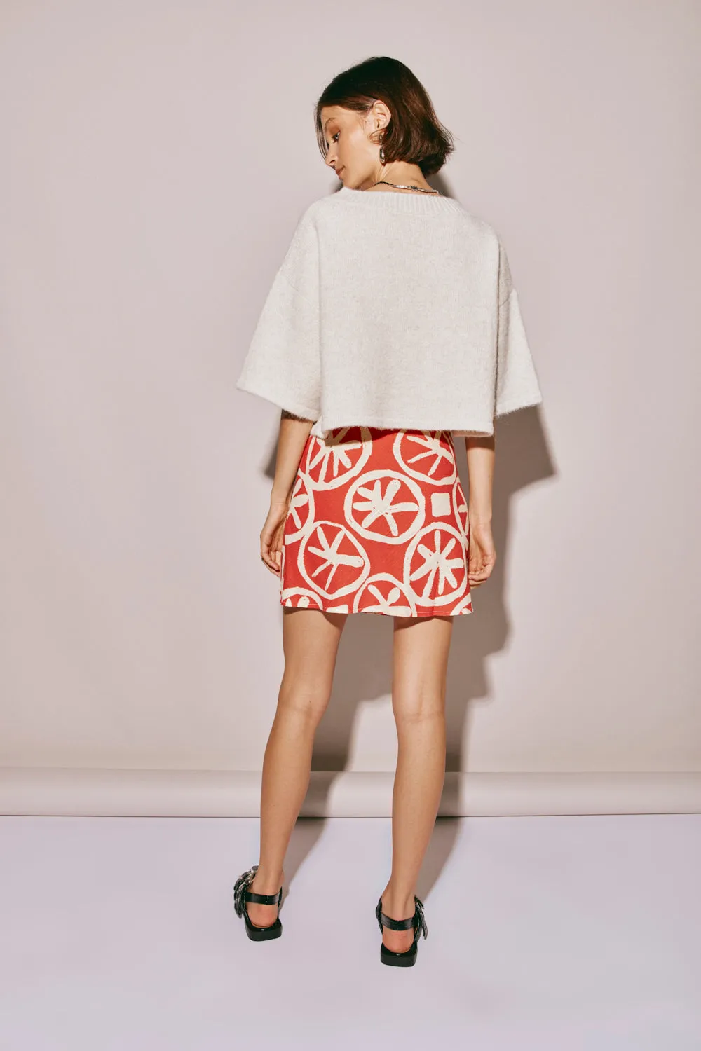 The Way To San Jose Bias Cut Mini Skirt Print