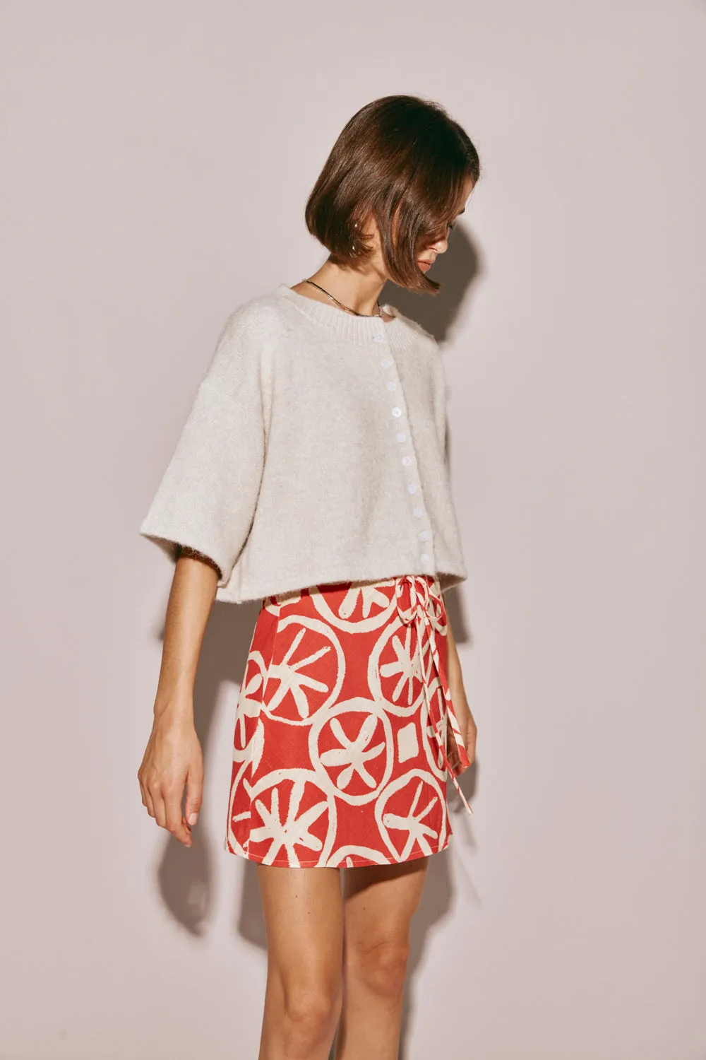 The Way To San Jose Bias Cut Mini Skirt Print