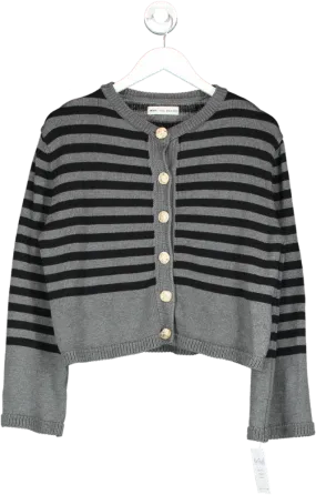 WAT. THE BRAND Black Stripe Knitted Cardigan UK 10