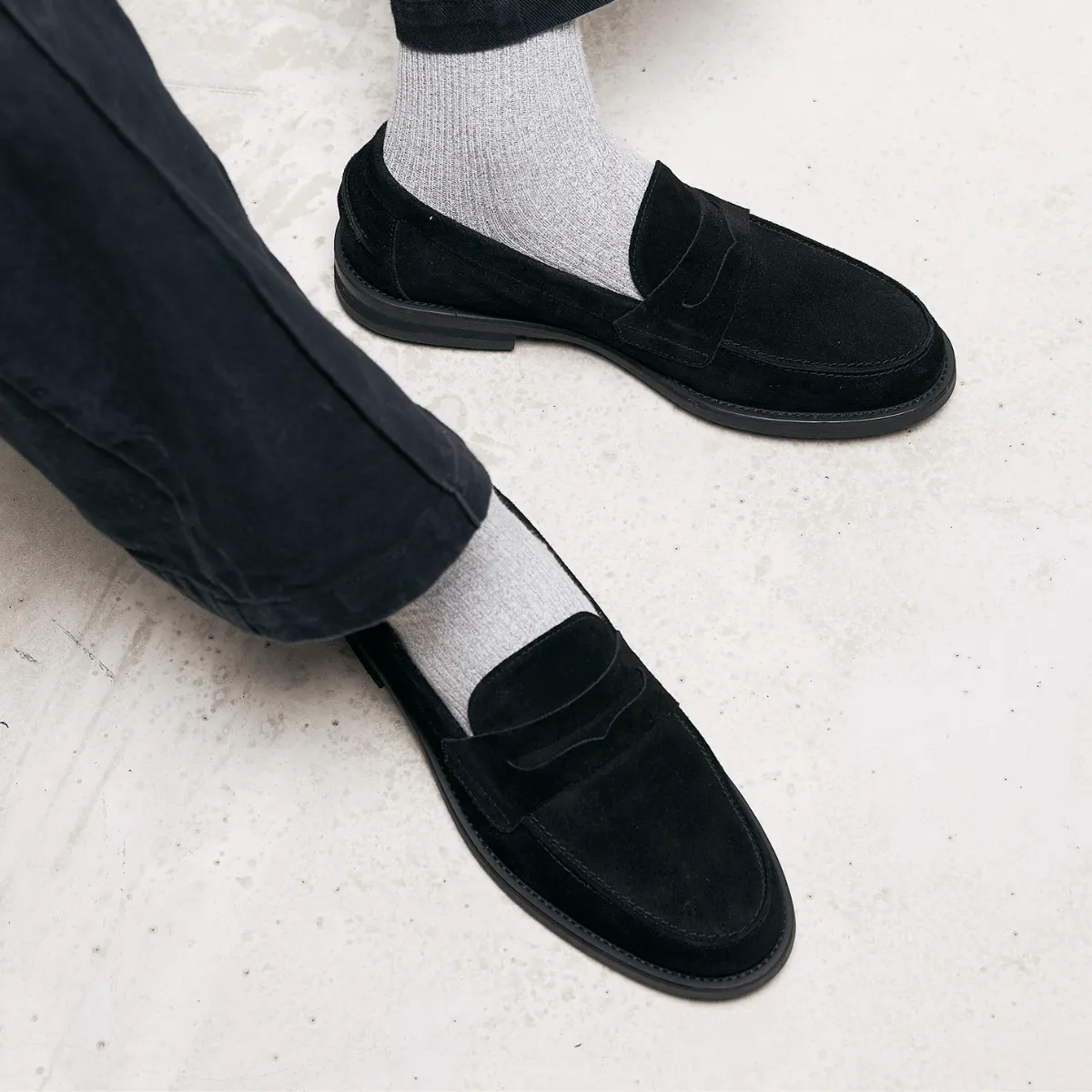 Wilde Black Suede Penny Loafer - Men's