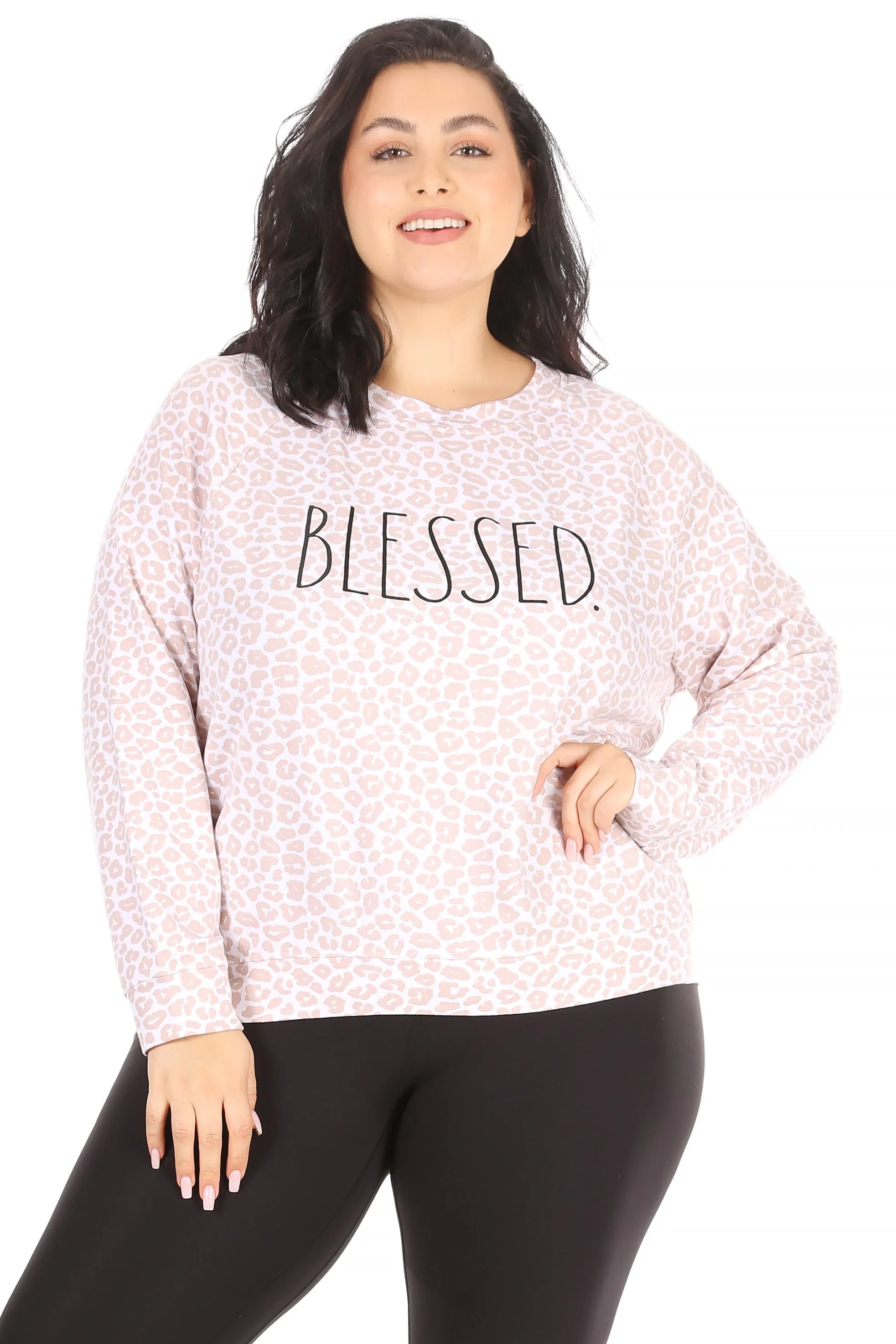 Women's "BLESSED" Plus Size Studio Raglan Sweatshirt