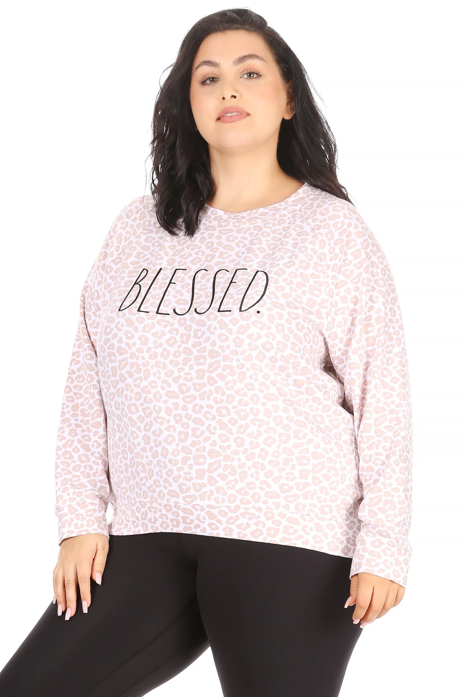 Women's "BLESSED" Plus Size Studio Raglan Sweatshirt